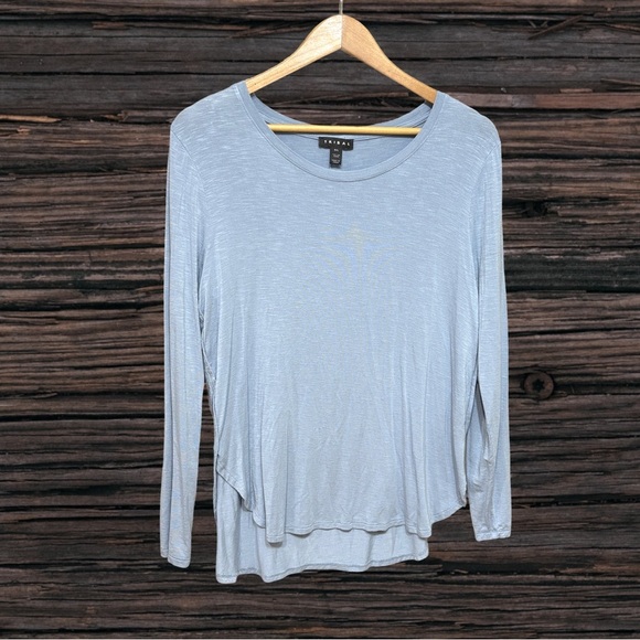 Tribal blue Asymmetrical Long Sleeve Tunic - Picture 1 of 4